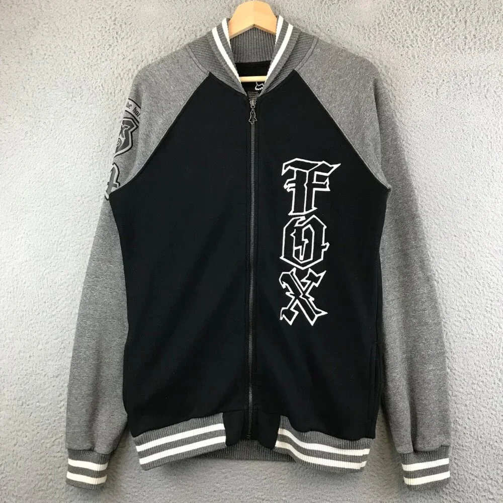 Fox Racing - Boys‎ Size XL Varsity Letterman Style  Full Zip Black Sweatshirt